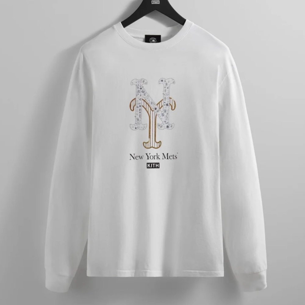 NEW MLB X KITH Rachel Goatley NY Mets Long Sleeve Graphic Cotton Shirt X-Large
